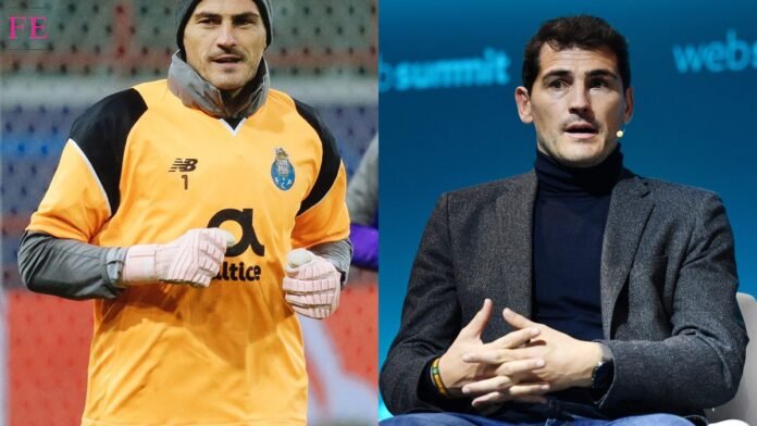 Iker Casillas en un entrenamiento del Oporto en 2018 y en el Web Summit en 2021, dos épocas del exportero
